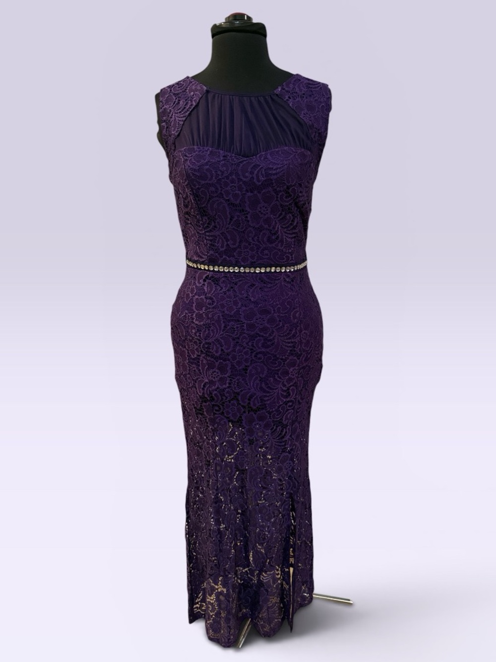 Elegant Purple Lace Evening Gown